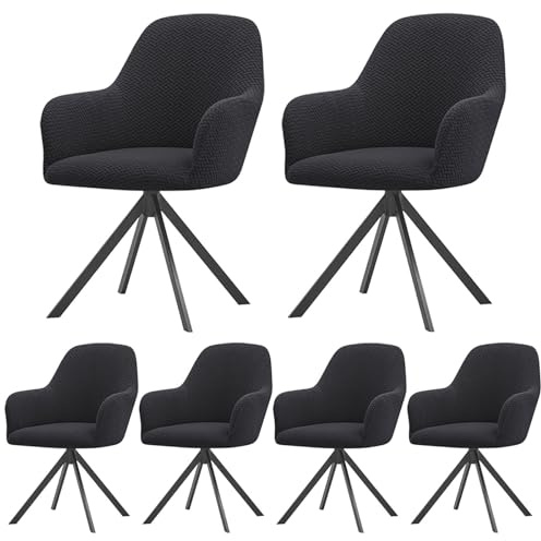 ZRCYXDW Stretch Stuhlhussen Mit Armlehne, Universal Sesselbezug Abnehmbar | Waschbar Stuhlbezug mit Armlehne, Hussen für Stühle, für Esszimmerstühle Drehstuhl Schminktisch Stuhl Küchenstühle-6 Stück