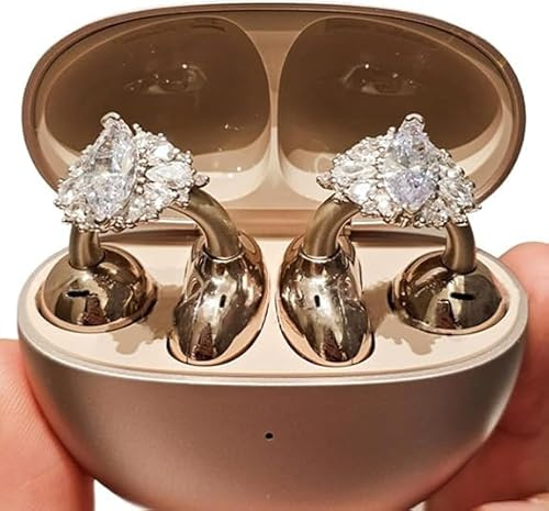 Water Diamond Clip on Ear Pads, Elegant Zirconia Decorative Headphone Accessories, Detachable and Exquisite DIY Decorative Horse Eye Diamond Style