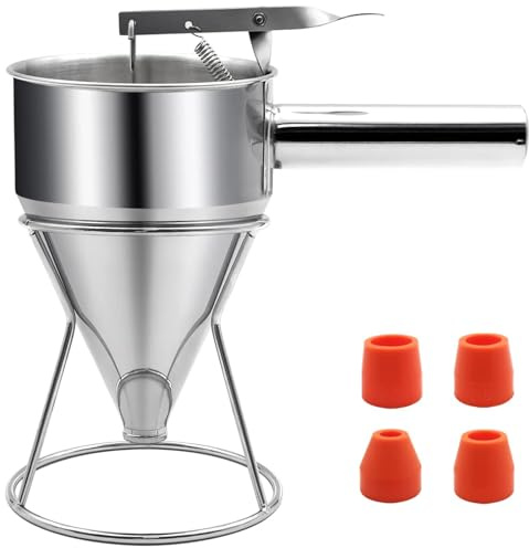 Pancake Batter Dispenser Stainless Steel Funnel Cake Tool Suitable For Cupcake Waffles And Cakes With Adjustable Flows