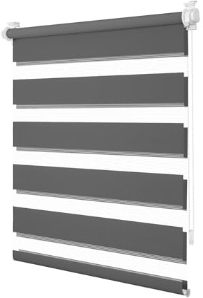 TFSKY Doppelrollo Klemmfix ohne Bohren Anthrazit B45 x H130 cm