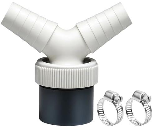 Washing Machine Hose Connector, Washing Machine Waste Splitter, Y-Shaped Drain Pipe Connector with 2 Hose Clamps, Drain Adapter for Multiple Device Connections, DIY Plumbing Solution