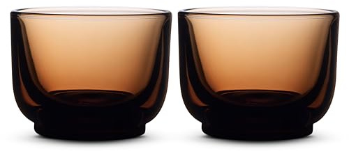Fellow Pirch Cortado Glasses 4.5 oz Artisanal Cups, Set of 2, Dishwasher Safe Coffee Glasses for Espresso Drinks & Latte Art – Amber