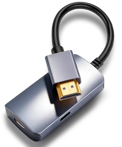 APKLVSR HDMI auf USB C Adapter 4K@60Hz, aktiver HDMI to USB-C Konverter mit LT6711A Chip, Aluminiumgehäuse, Plug & Play für Monitor, Beamer, AR-Display, Windows Systeme