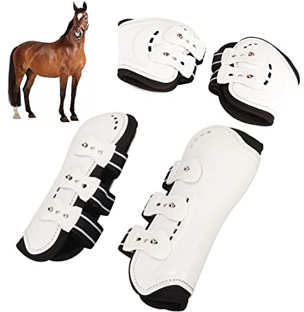 EIMSOAH Guêtres pour Cheval, Bottes Arrière Doublées en Néoprène Respirant, Technologie Antidérapante et Boucle de Fixation pour L'entraînement de Saut d'obstacles et (M 25,5 cm/10,04 Pouces de