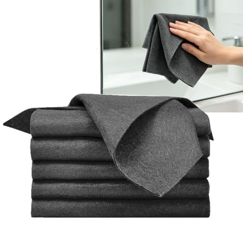 ningzhi 6pcs Thickened Magic Cleaning Cloth,No Water Stains Reusable Glass Cleaning Cloth, Ultra Soft Non Striped Washable Cloth, Used for Home, Kitchen, Cars, Windows, Glass, Mirror