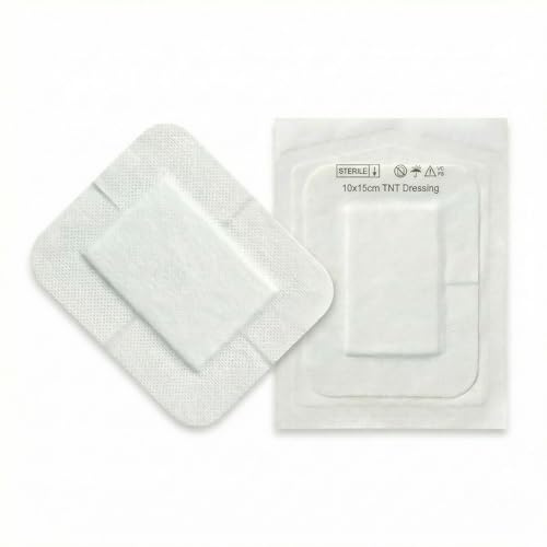 KMINA Adhesiva Sårförband av Nonwoven (50 st) 10 x 15 cm, Sterila och Hypoallergena för Känslig Hud