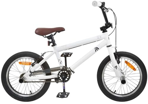 Kaloriko BMX Fahrrad 20 Zoll Weiß aus Stahl, Verstellbarer Lenker und Sattel, geeignet für Kinder über 9 Jahre, zuverlässige Linearzugbremsen, Robustes Zweirad für Freizeit und Outdoor Abenteuer