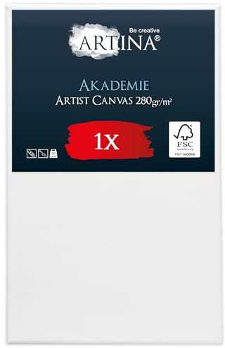 Artina Keilrahmen FSC® Leinwand zum Bemalen für Acrylfarben Canvas | 100x160cm Weiß 100% Baumwolle bespannte Leinwände zum Malen Künstlerbedarf für Aquarell Ölfarbe Akademie