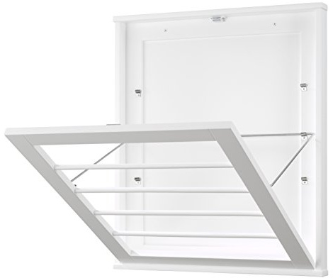 Whitmor MDF, Wood, Steel Wall Mounted Drying Rack for Storage, White