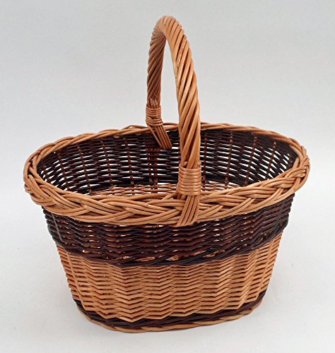 Panier ovale osier buff bord natté avec anse