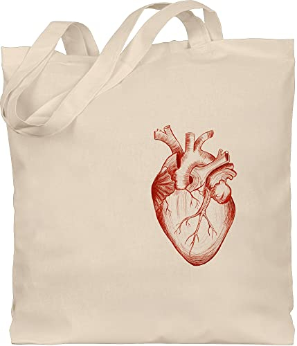 Shirtracer Baumwolltasche - Nerd Geschenke - Herz Anatomie - Unisize - Naturweiß - herztasche zocker arzt beutel für krankenschwestern geek heart tasche kardiologie geschenk nerds ärzte taschen