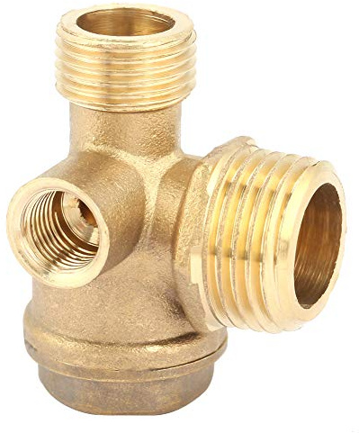 Fydun Brass 3 Port Air Compressor Check Valve - Male Threaded Connector - Central Pneumatic Compressor Accessory