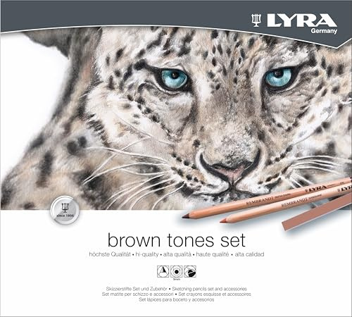 LYRA confezione in metallo 9 matite assortite carboncino seppia sanguigna 12 pastelli quadri assortiti e accessori