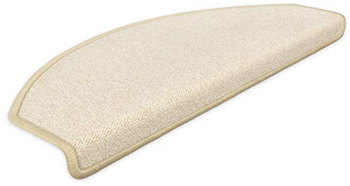 Metzker Stufenmatten Durango Halbrund SparSet's Hellbeige 16 Stück | Treppenteppich von DAS TEPPICHWERK - Trittfläche ca. 65x24cm incl. Klebeband
