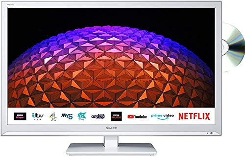 SHARP Freeview Play TV, White, 24 Inch/DVD
