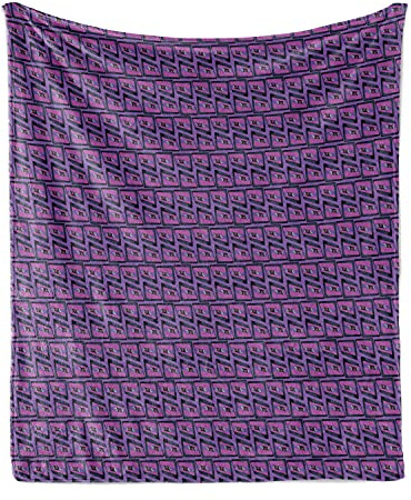 Ambesonne Retro Throw Blanket, Cassette in 80's Style in Distorted Like Perspective View Illustration, Flannel Fleece Accent Piece Soft Couch Cover for Adults, 60 x 80, Fuchsia and Blue Violet