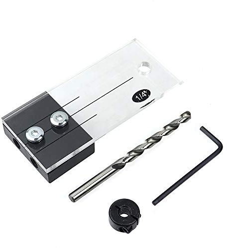 Dowel Drilling Guide Jig Straight Pocket Hole Jig Locator Step Drill Bit Woodworking Tool 1/4”