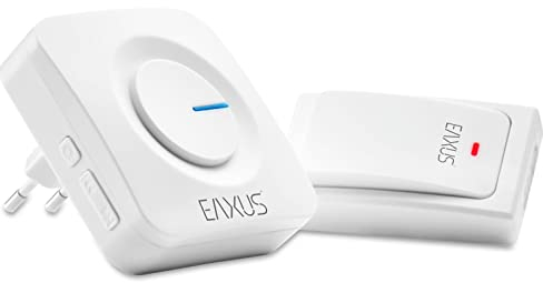 Eaxus® Funk Türklingel - Batterielose Funkklingel, Kinetisch, IP44 Wasserdicht, 36 Melodien, LED Anzeige, Weiß