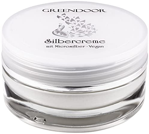 GREENDOOR Silbercreme Micro-Silber 50ml vegane Gesichtscreme mit Hyaluron und Ginseng, antimikrobielle Tagescreme Gesicht, natürliche anti Akne Gesichtspflege ohne Parabene Silikone, im Glastiegel
