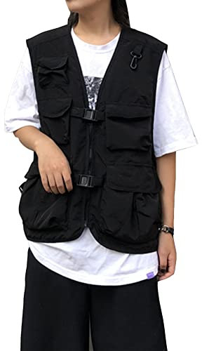 Herren und Damen Outdoor Weste Mantel-Reisefotografie Militärische Taktische Werkzeuge Multi-Tasche Wandern Angeln Camping Reporterwesten Safari Angeljacke mit Vielen Taschen Anglerweste Schwarz XXL