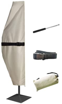 Patio Umbrella Cover With Rod, Cover Fml,For 9Ft To 14Ft Offset Umbrella, Curved Cantilever and Straight Pole Parasol, Banana Style Covers, With Zipper (Beige- B)