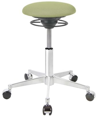 BALIMO ROLL - Bewegungshocker - Sitztrainer - ergonomischer Sitzhocker - Hocker mit Schwingeffekt - Rücken-Trainer - Bewegungsstuhl - Bürohocker - Gestell London Chrom - Sitz Grün