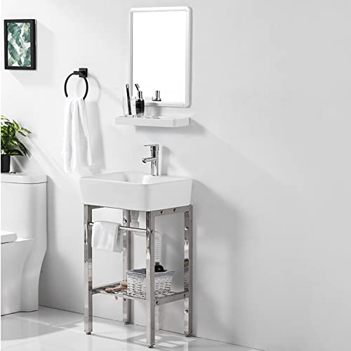 Waschbecken Waschtisch aus Keramik Handwaschbecken Spülbecken Küchenspüle Waschschale Freistehend Waschplatz Keramikwaschbecken Becken Kitchen Sink Waschtischunterschrank Spültisch Standwaschbecken