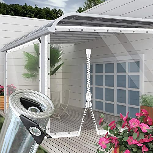 AMXFS Transparente Plane 0.5 * 0.8m Glasklar-Mit 1 Reißverschluss PVC Abdeckplane mit ösen 0.35mm Pflanzenschutz Schutzplane Regen-Vorhänge Glas Klare wasserdichte Allzweckplane Tarps 400g/m²