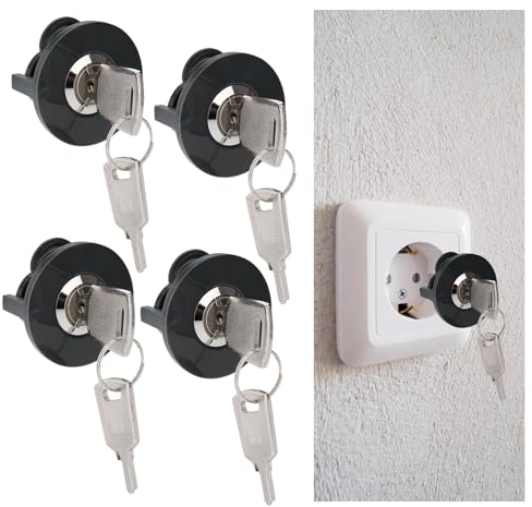 JIZZU Protector Enchufe, 4 Piezas Protector Enchufes para Bebes, Enchufe Exterior con Cerradura, Protege a Niños y Mascotas de Descargas Eléctricas