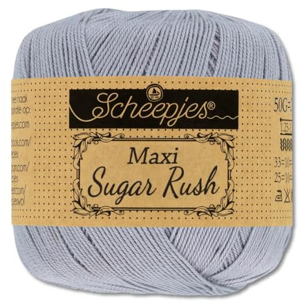 Frida's Wollhaus Scheepjes 50 g Maxi Sugar Rush Häkelgarn Filethäkeln Baumwolle 87 Farben (618 | Silver)
