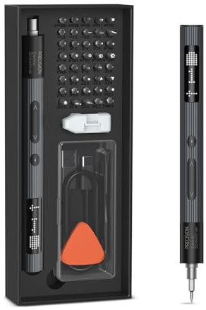 Ankilo Precision Power Screwdriver, Elektrischer Präzisionsschraubendreher, 50 IN 1 Mini-Elektroschrauber mit 40 Bits, wiederaufladbarer Akku-Schraubendreher mit LED-Licht für Telefon, Uhr, Laptop