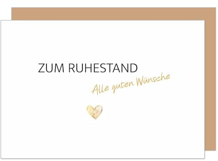Edition Seidel Premium Glückwunschkarte zum Ruhestand mit Umschlag. Grußkarte Billet Karte mit Spruch für Frau Mann Kollegin Kollege Pension Abschied Rente Ruhe Herz (R141 SW024)
