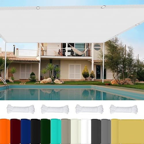 Vela Ombreggiante Quadrata 3 x 5 m 98% Protezione UV Vela Ombreggiante Parasole Poliestere per Giardino, Balcone, Piscina, Bianco