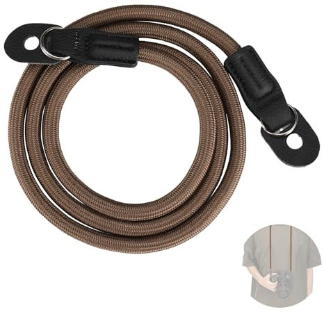 NEEWER Tracolla per Fotocamera, Cordino in Corda da Arrampicata Resistente in Nylon Intrecciato Rotondo con Portachiavi e Alette Protettive per Fotocamera DSLR Mirrorless, 43/110cm, Marrone, CA097
