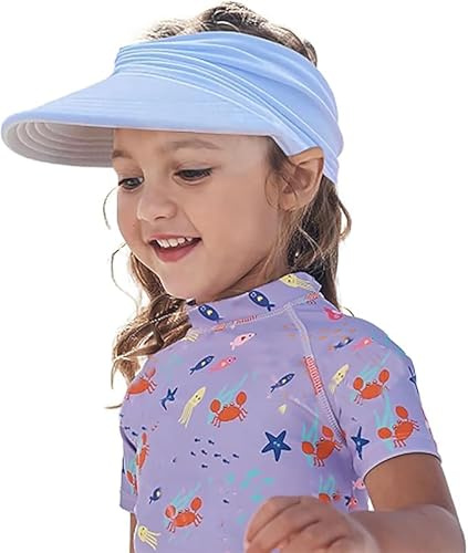 Skärmkeps barn UV-skydd, solskydd flickor hästsvans strandhatt flickor solhattar tom topp basebollkeps, solskydd barn andningsbar, sommarhatt solhatt pojkar flickor för 1-9 år, Vitt, S