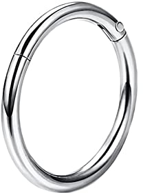 AMDXD 1STK Edelstahl Magnet Piercing Nase, 1.2mm Hoop 1.2X8MM Septum Ringe Set Silber, Lippenpiercing Ohrringe für Frauen