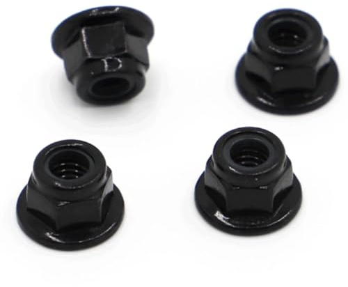 esmen Tuercas de Seguridad Tuerca con Reborde Hexagonal de Acero al Carbono Negro, M3, M4, M5, M6, M8, Tuerca de Bloqueo de inserción de Nailon, autoblocante, 10 Uds. Tuercas de Pernos