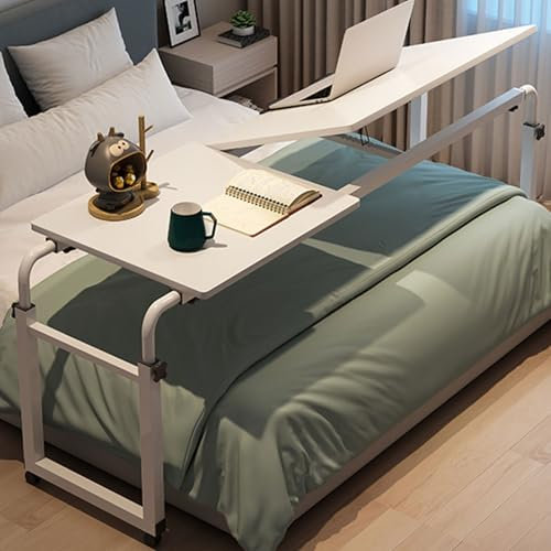 Bett Tisch Mit Rollen Hergestellt Aus Stahlrahmen Und Massivholzpaneelen Betttisch Höhen- Und Längenverstellbarer für Wohnzimmer Schlafzimmer Kranken
