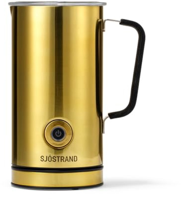 Sjöstrand Coffee Elektrischer Milchaufschäumer - Edelstahl, Für Heiße & Kalte Milch, Antihaftbeschichtet (Messing)