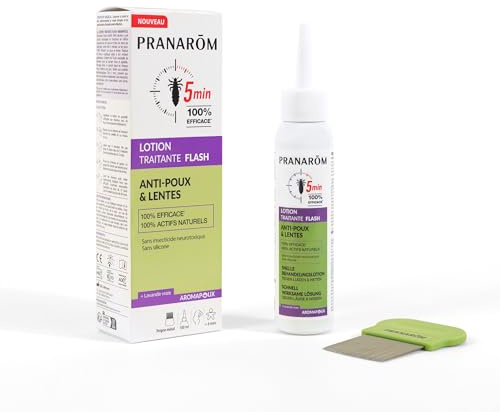 Pranarôm Aromapoux Lotion Flash Anti-Poux 100 ML | Agit dès 5 minutes sur les poux et 1h sur les lentes. Formule naturelle testée dermatologiquement, avec peigne. Dès 6 mois.