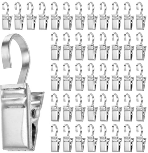 YIXNSW 200 stycken gardinklämmor i rostfritt stål, 9,6 x 18 x 35 mm silvergardinklämmor, hängande duschdraperier klämma, gardinklämma för flagga, tyg, foton, kort