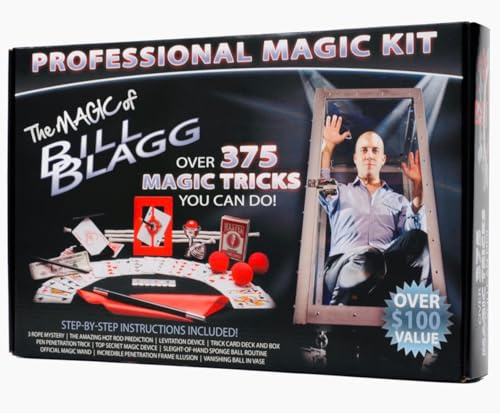 Bill Blagg Professional Magic Kit - Includes Magic Wand & 375+ Easy to Learn Magic Tricks for Kids & Teens - Beginners/Intermediate Magic Set - Ages 6+ - Ideal Gift for Boys & Girls