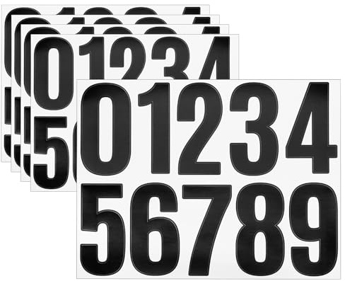 QUARKZMAN 5 Fogli Numeri Civici in Vinile 4 Pollici Adesivi Numeri Nero | per Cassette Postali Insegne Finestre Porte Numeri Civici, Impermeabili