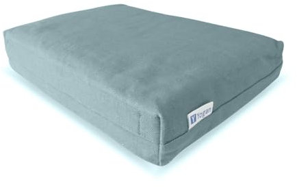 Yogan Cojín para la cabeza (5 cm) para yoga/pilates | Funda exterior de algodón orgánico (extraíble y lavable) | Funda interior con relleno de fibra reciclada | 30 x 20 x 5 cm (turquesa)