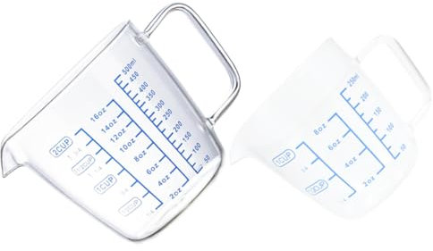 PRETYZOOM Taza Medidora y Vaso Medidor De Líquidos 250ml y 500ml De Vidrio Borosilicato Transparente Resistente Para Cocina y Repostería Conjunto De 2 Piezas