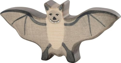 Holztiger 80619 – Fledermaus – handbemalte Spielfigur aus Holz für Kinder, ca. 11 x 1,8 x 5,2 cm, Made in Europe