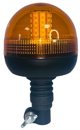 Faro Rotativo LED 60 SMD Súper Brillo Homologada – Soporte Flexible Alto, Baliza Flash Intermitente 3 Modos de Intermitencia, Giro 360°,12V / 24V, Resistente a Golpes – Luz Emergencia