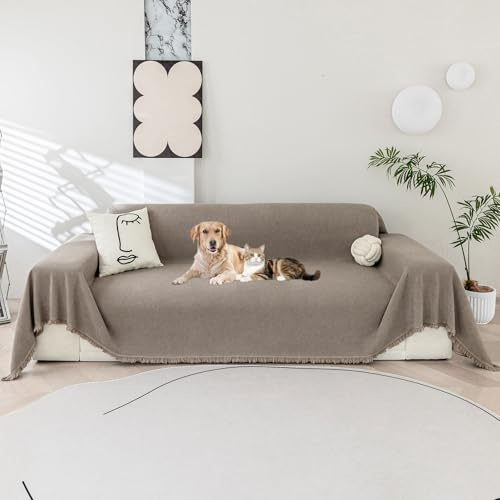 SHANNA Wasserdichter Sofabezug für 2 3 4 Sitzer, Kratzfester Couchbezug, L-Form, Rutschfester Bezug, Haustierfreundlich, Sofa-Couch, Ganzjahresschoner, Futon-Bezug, L-Förmiger Sofabezug