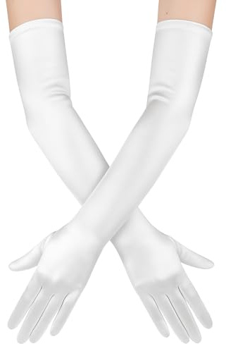 simarro 1 Paar Handschuhe Lang, Satin Lange Handschuhe Damen Elegant Abendhandschuhe Classic Seidenhandschuhe für Oper Maskerade Cosplay Kostüme Party