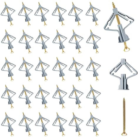 Plasterboard fixings,Plasterboard Wall Plugs,50pcs Plasterboards Wall Plugs and 50pcs Screws,Universal Heavy Duty Anti-Rotational Expansion Tube Plasterboards Screws for Drywall Cavity(36x13mm)